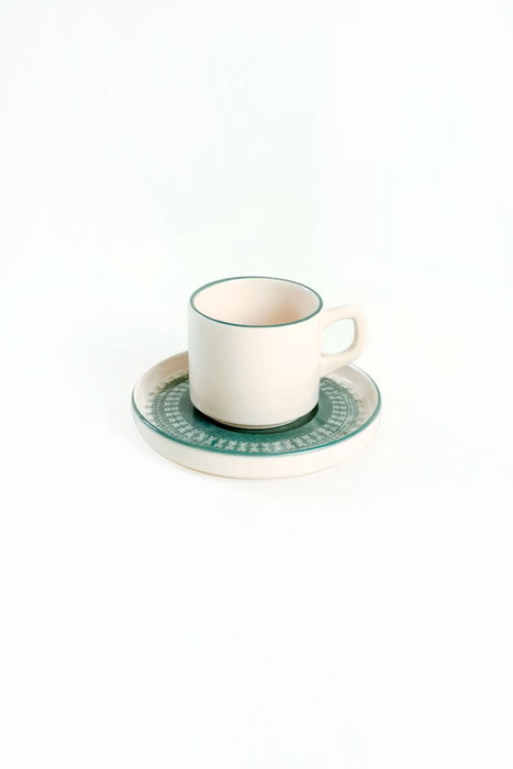 Hermia Juego de tazas de té de 12 piezas Blanco y verde